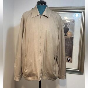 Baracuta Men’s Beige 100% Silk Lined Zip Up Bomber Jacket Size XL